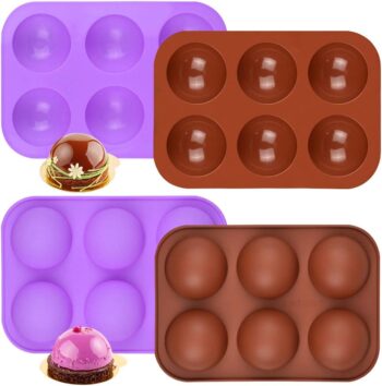 4 Pack Medium Semi Sphere Silicone Mold, 6-Cavity Dome Baking Mould
