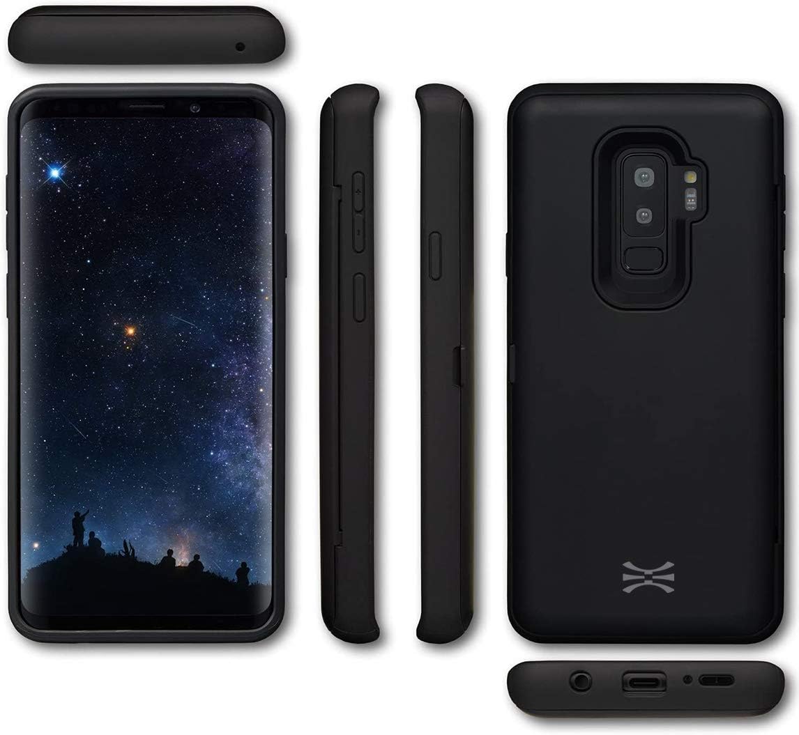Slim Protective Shockproof w Hidden Credit Card Wallet Flip Slot Case - Black - Image 4
