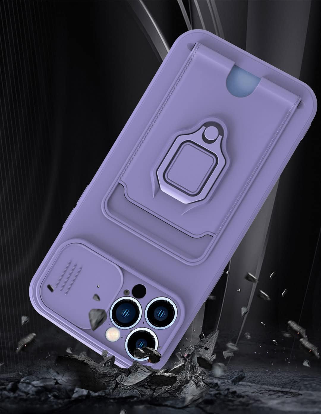 Kickstand Case for iPhone 15 Pro Max, Shockproof Silicone Protective Case Purple - Image 2