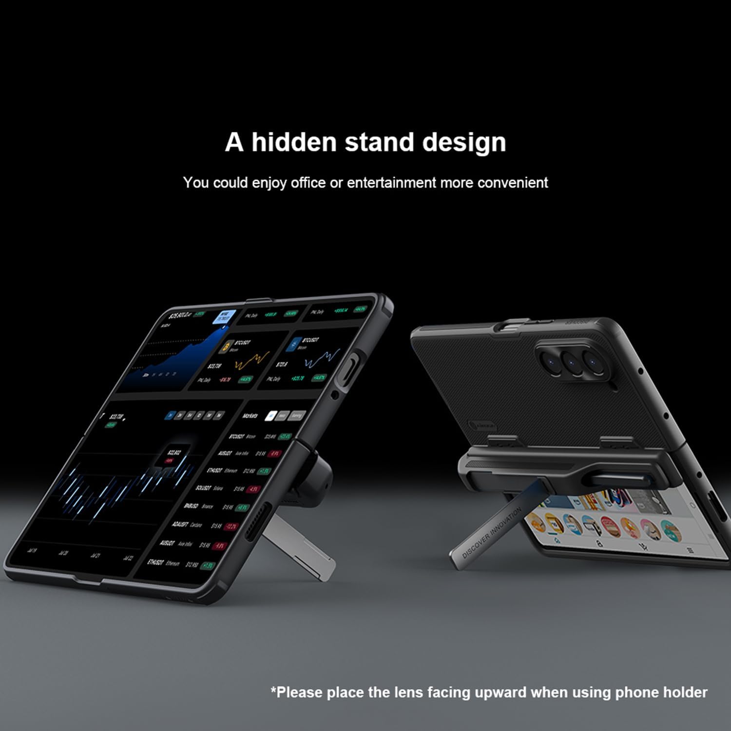 Samsung Galaxy Z Fold 5 Case with New S Pen Holder and Kickstand (Black) - Image 4