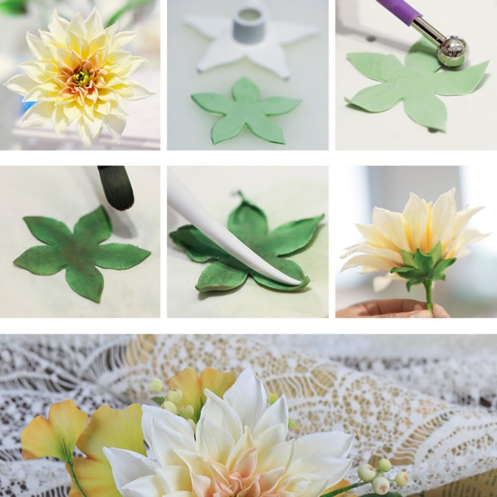 Dahlia Sugar Flower Veining Molds Fondant Cutters Gumpaste Cake Craft (14PCS) - Image 8
