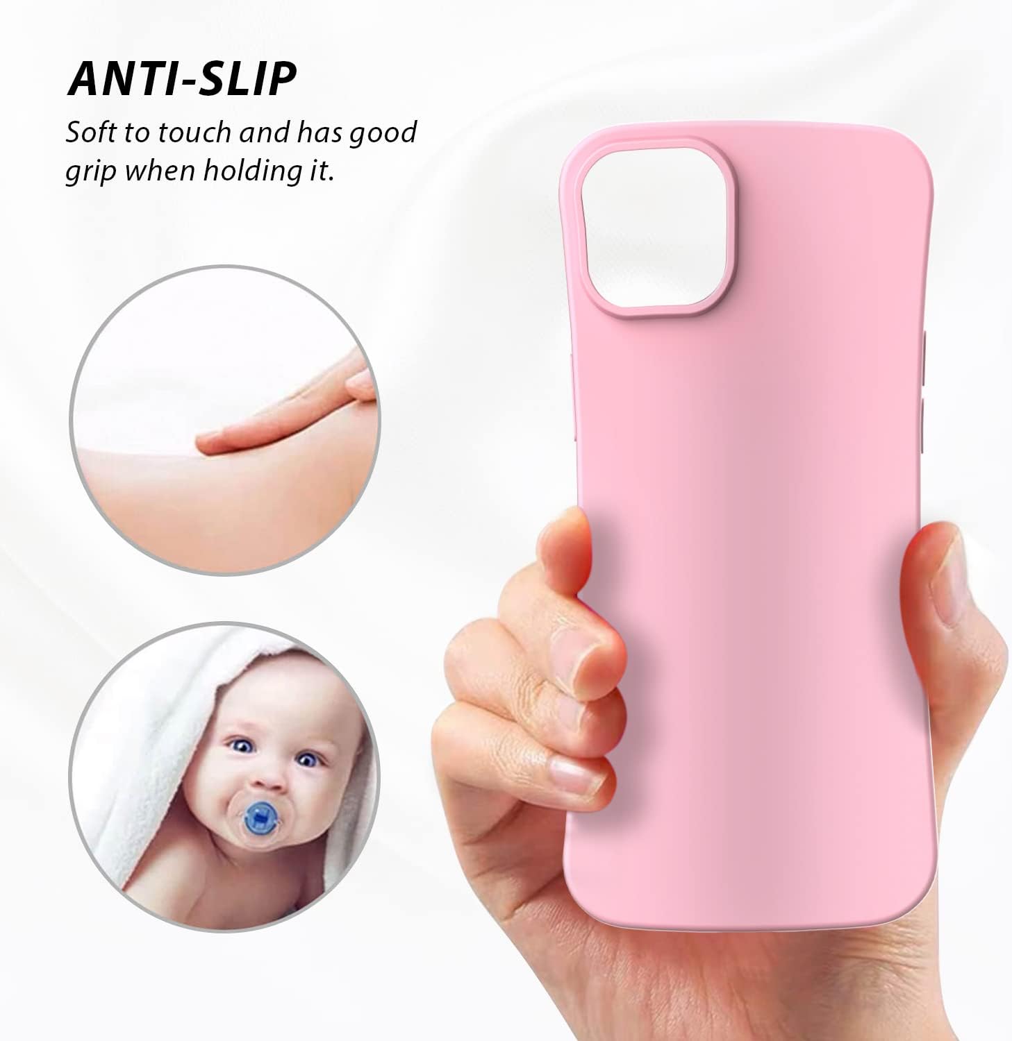 Case for iPhone 14 Real Liquid Silicone Anti-Scratch Gel, Shockproof - Pink - Image 6
