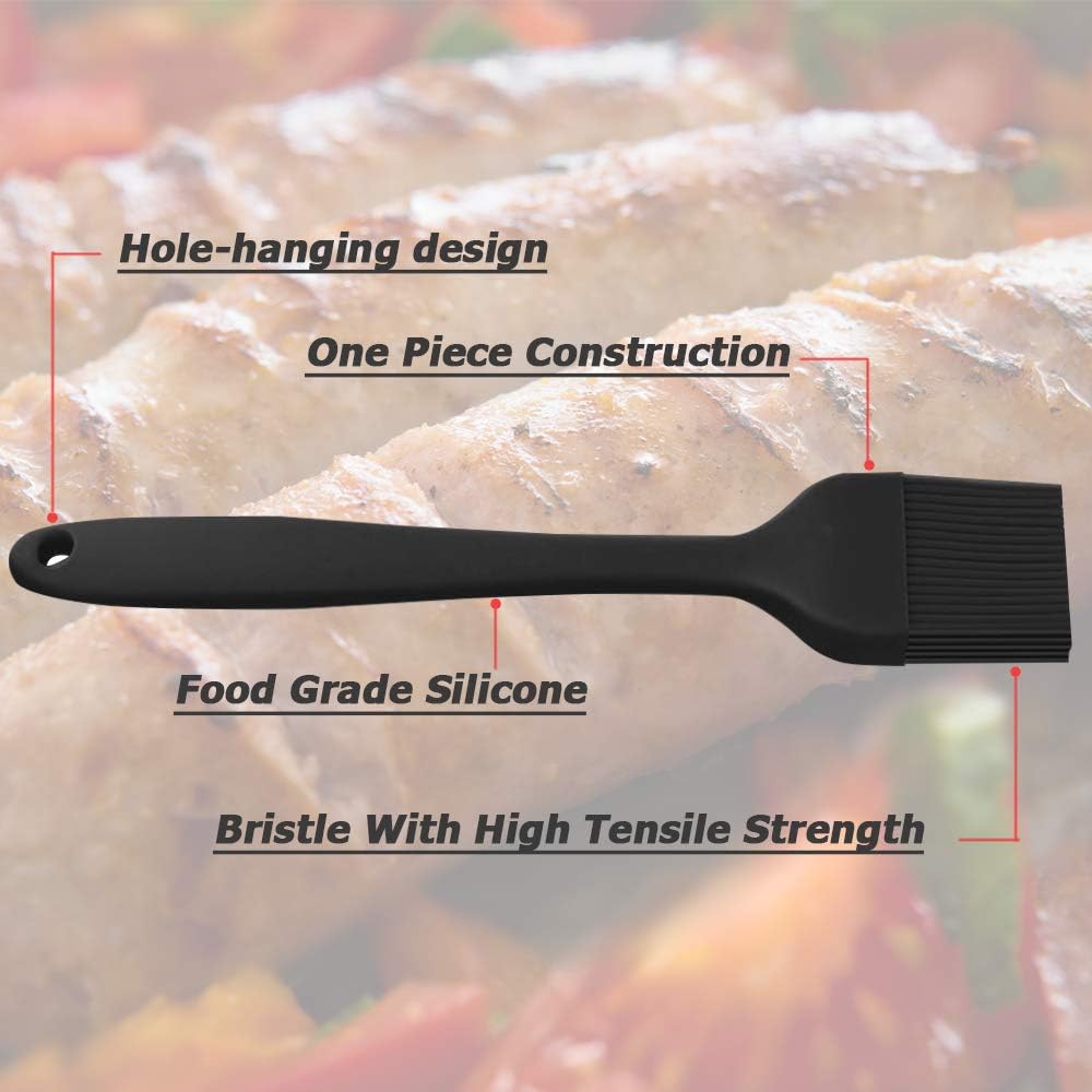 Silicone Basting Brush 2 Pcs Pastry Brush for Oil, BBQ, Grill Barbecue (Black) - Image 3