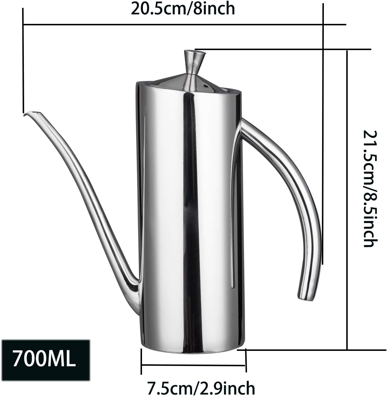 Olive Oil Dispenser with Drip-Free Spout SUS304 Stainless Steel Oil Can Pot - Image 2