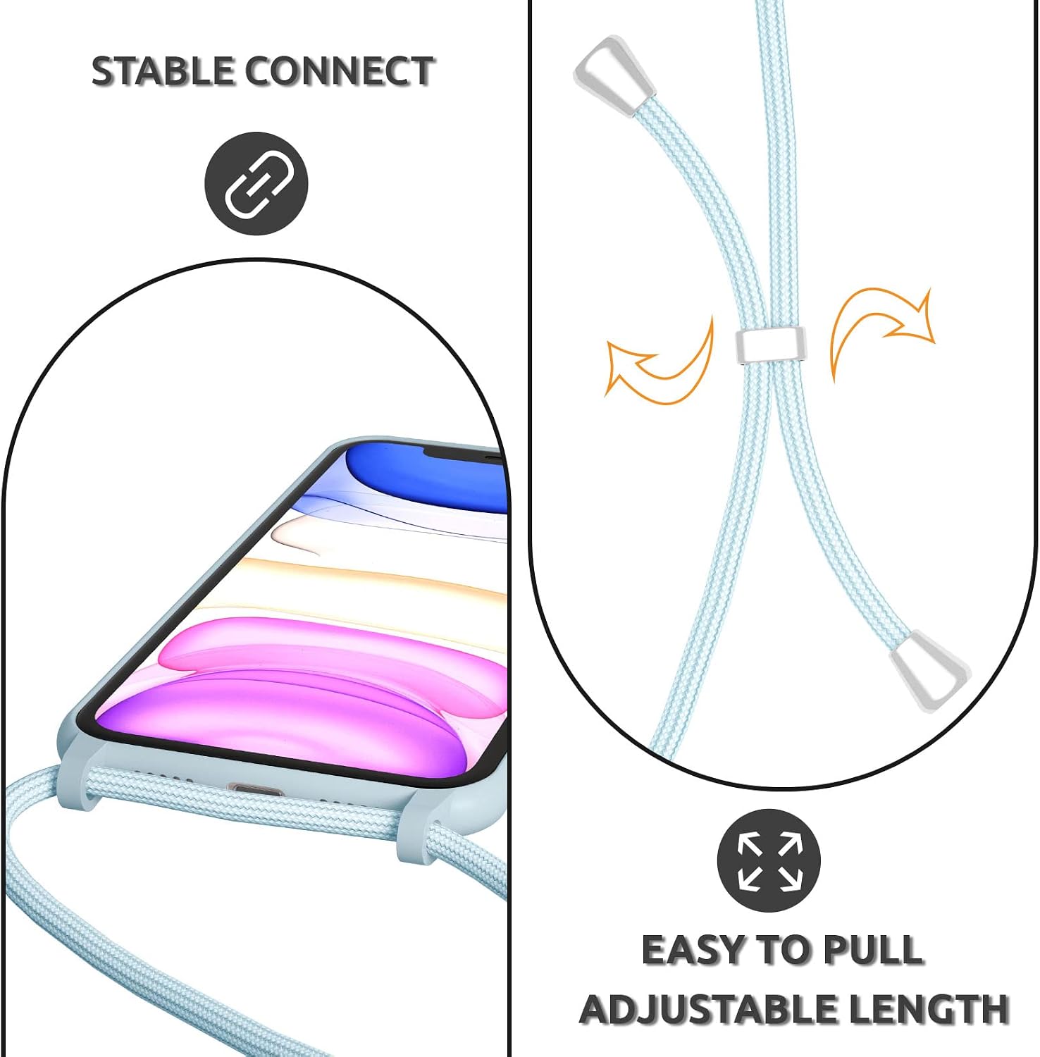 Crossbody Lanyard Phone case for iPhone XR, Silicone Adjustable Necklace Strap - Image 3
