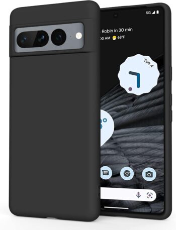 Silicone Case for Google Pixel 7 Pro Case(2022), Ultra Thin Flexible (Black)