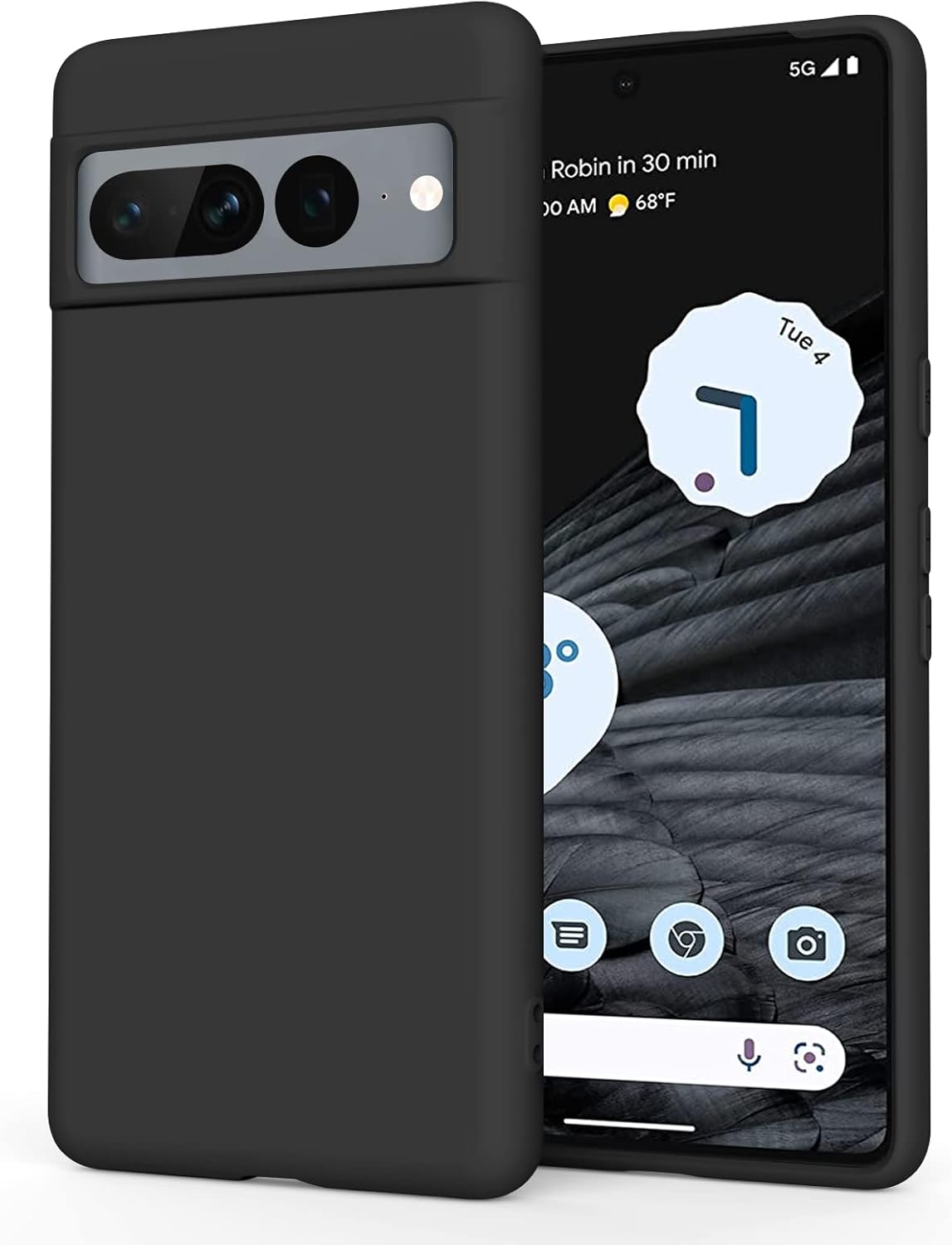 Silicone Case for Google Pixel 7 Pro Case(2022), Ultra Thin Flexible (Black)