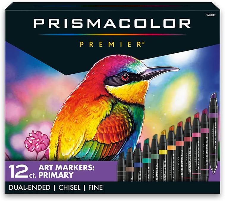 Prismacolor 3620 Marker Set, 12 Pieces, Chisel/Fine, Primary and Secondary
