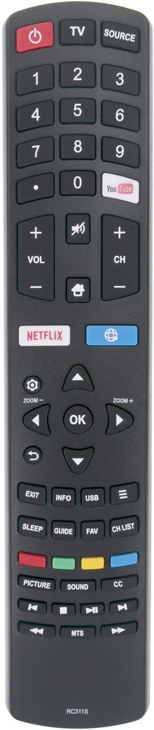 New RC311S 06-531W52-TY01X Replacement Remote Control fit for Multi-Brand TCL
