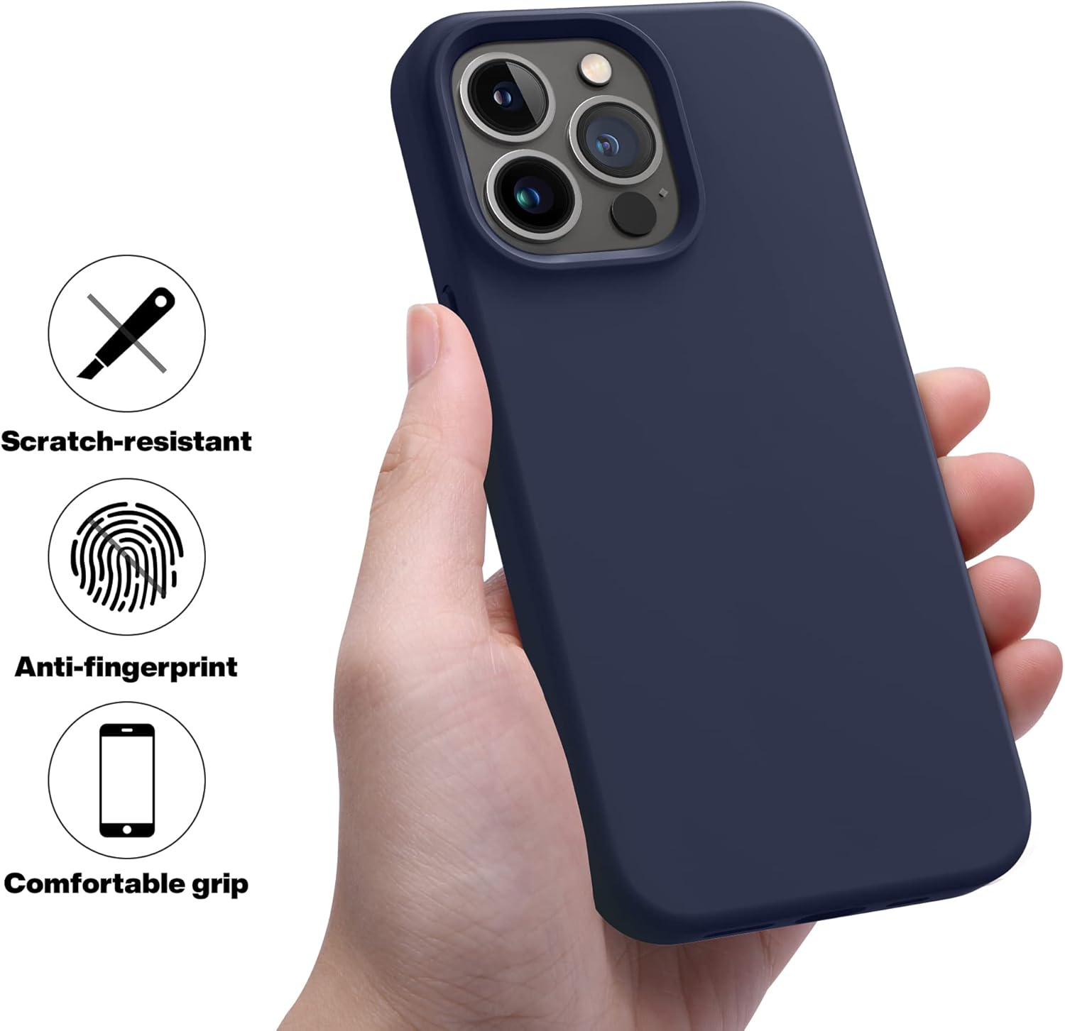 iPhone 13 Pro Max, Silicone Shockproof Slim Thin Phone Case (Midnight Blue) - Image 7