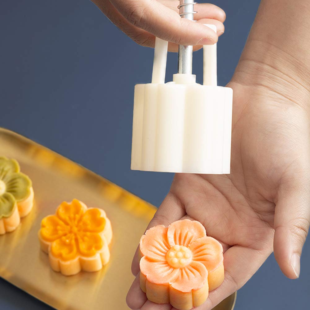 Moon Cake Mold Set 4pcs 50g Cookie Stamps, Cherry Blossom Mid Autumn Festival - Image 3