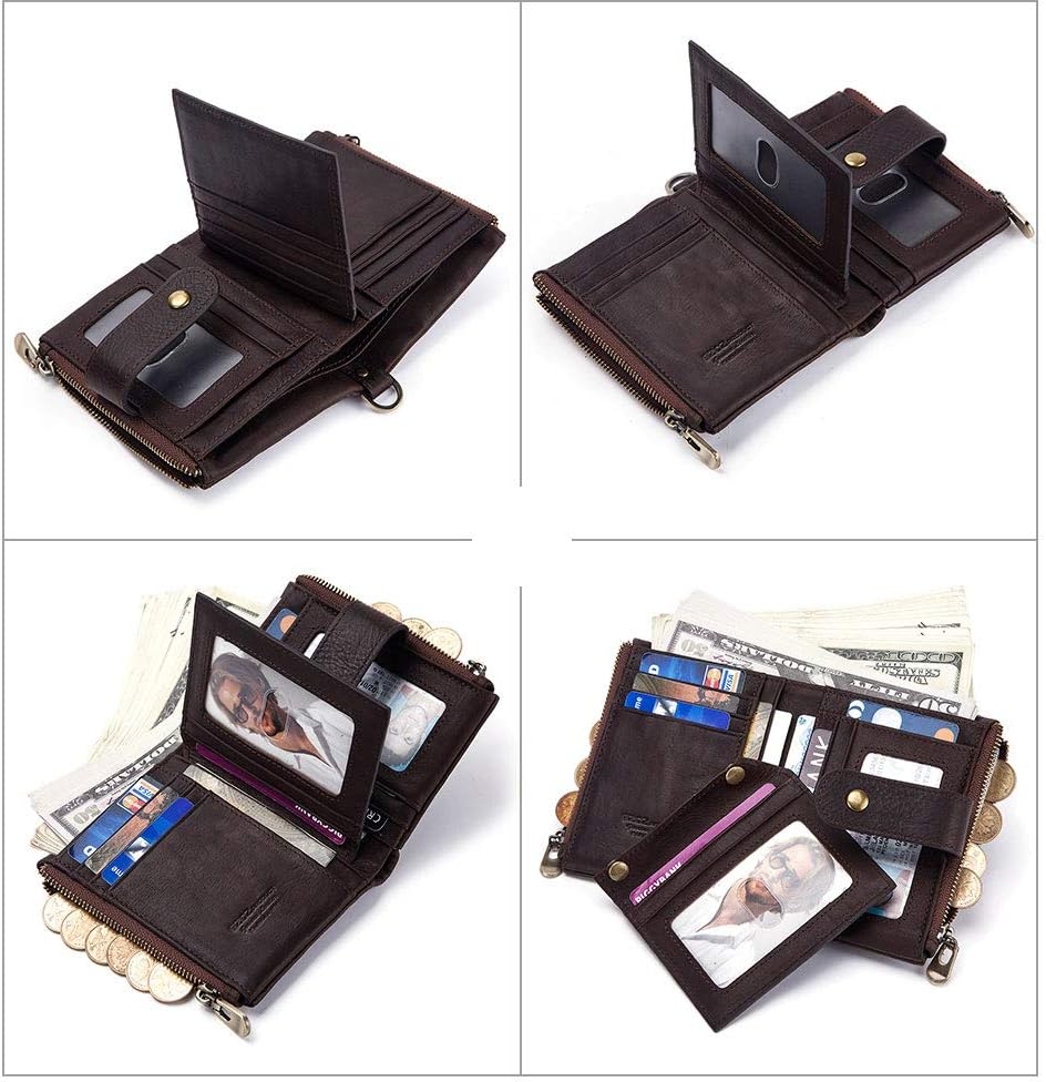 Men Purse Wallet Real Leather Ladies Purses With Chain Multi Purses (12*9*3 cm) - Image 4