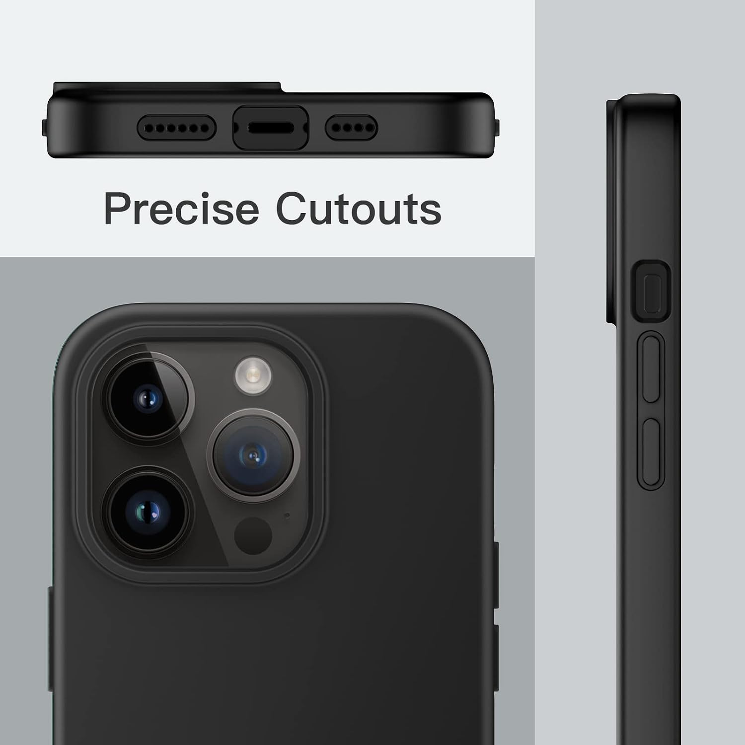 Silicone Case for iPhone 14 Pro Max 6.7", Silky-Soft Touch Full-Body (Black) - Image 6