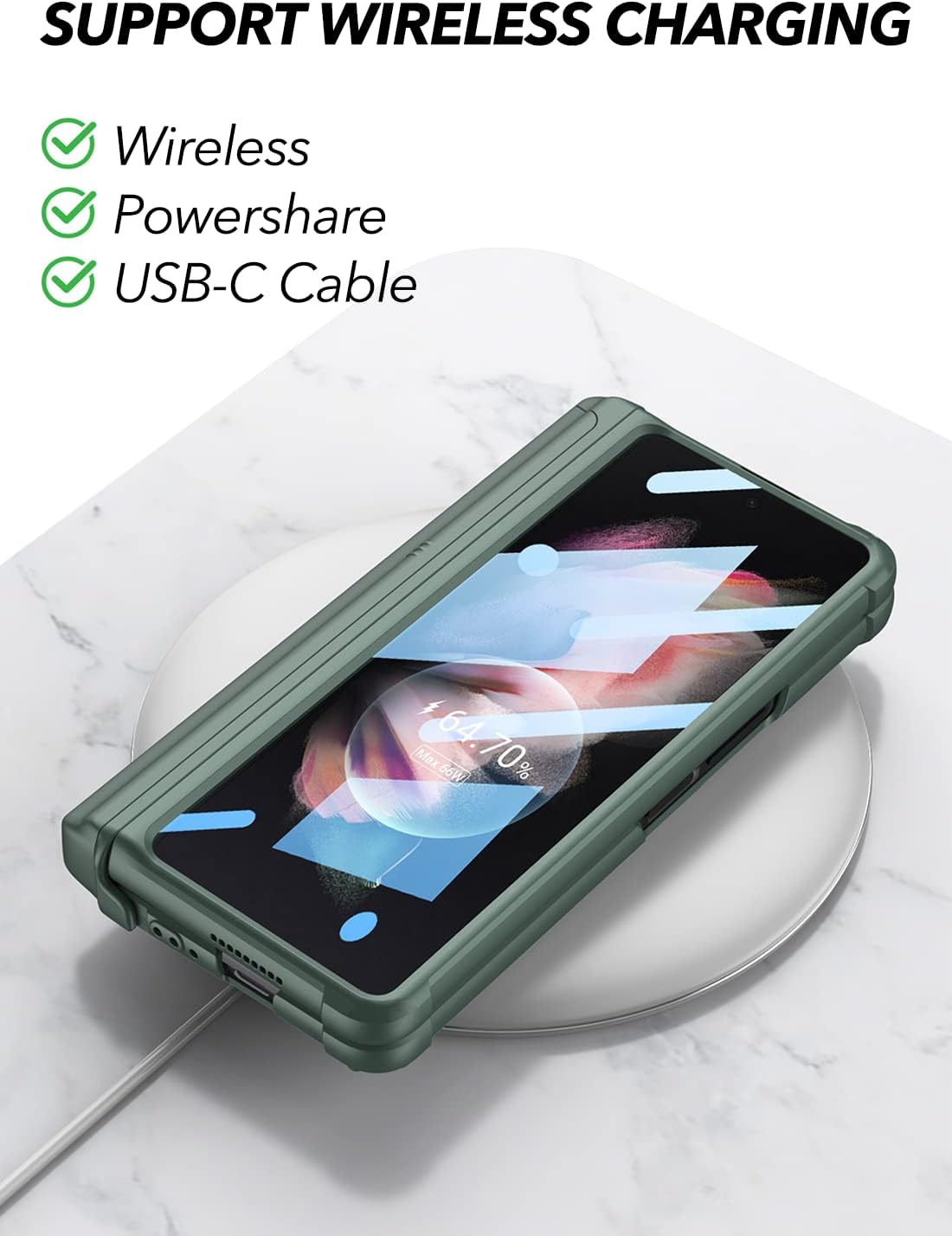 Samsung Galaxy Z Fold 5 with Kickstand + S Pen Holder/ Hinge Protection Case - Image 7