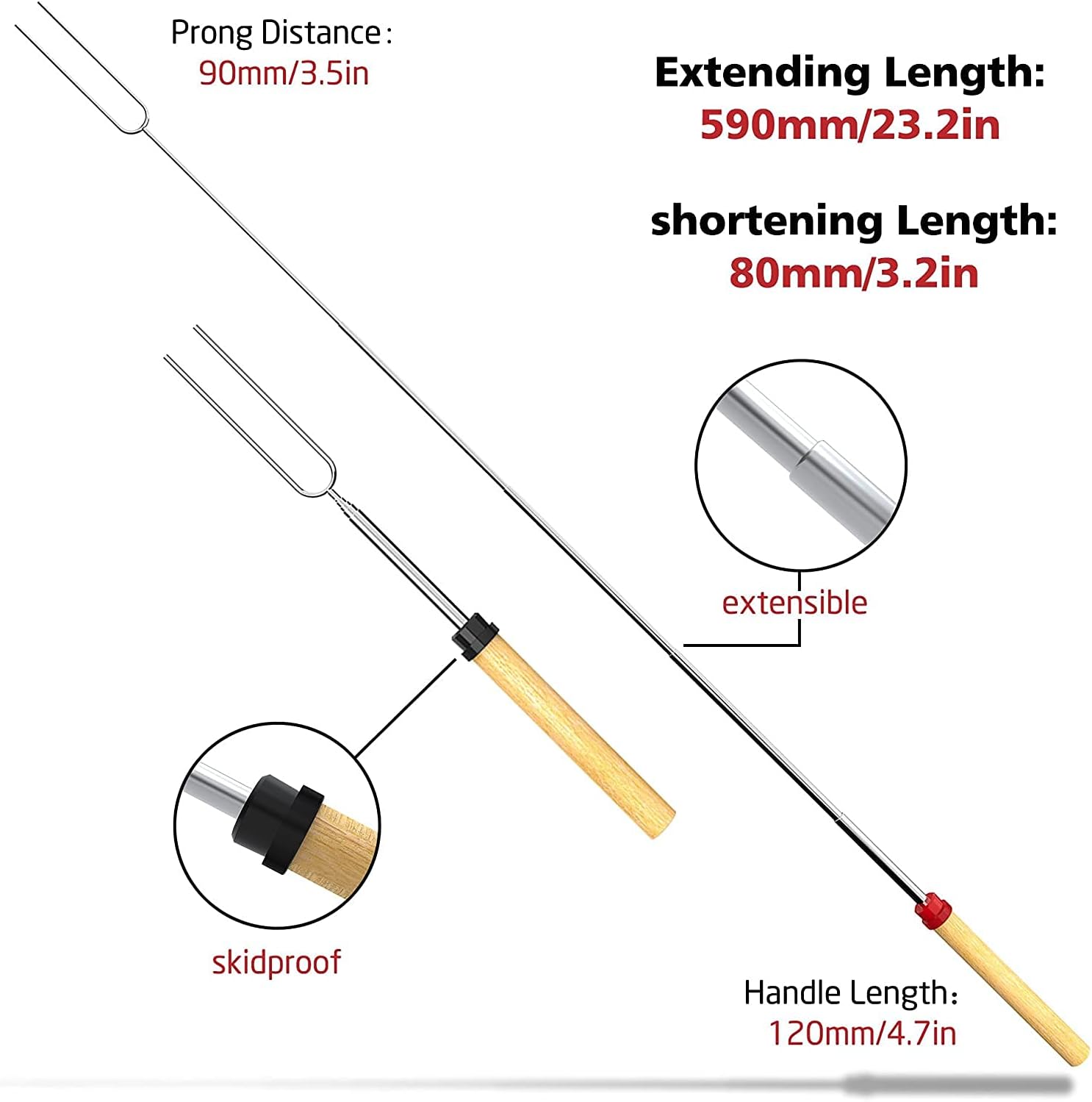 Marshmallow Roasting Stick, Marshmallow 8 Roasting Sticks 32 Inch Telescoping - Image 3
