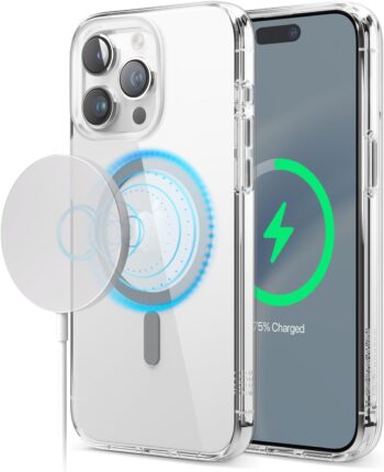 Magnetic Hybrid Clear Case Compatible with iPhone 15 Pro Max Case - Grey