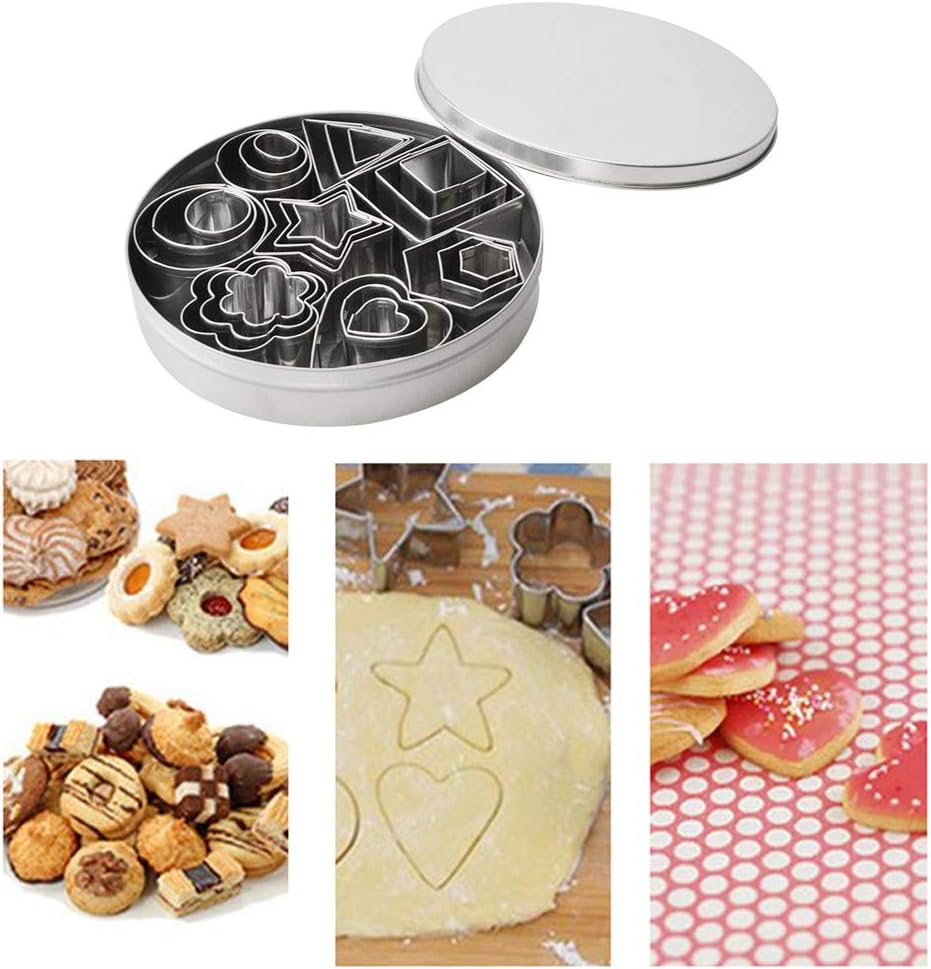 24-Piece Stainless Steel Mini Geometric Shaped Cookie Biscuit Cutter Set Square - Image 4