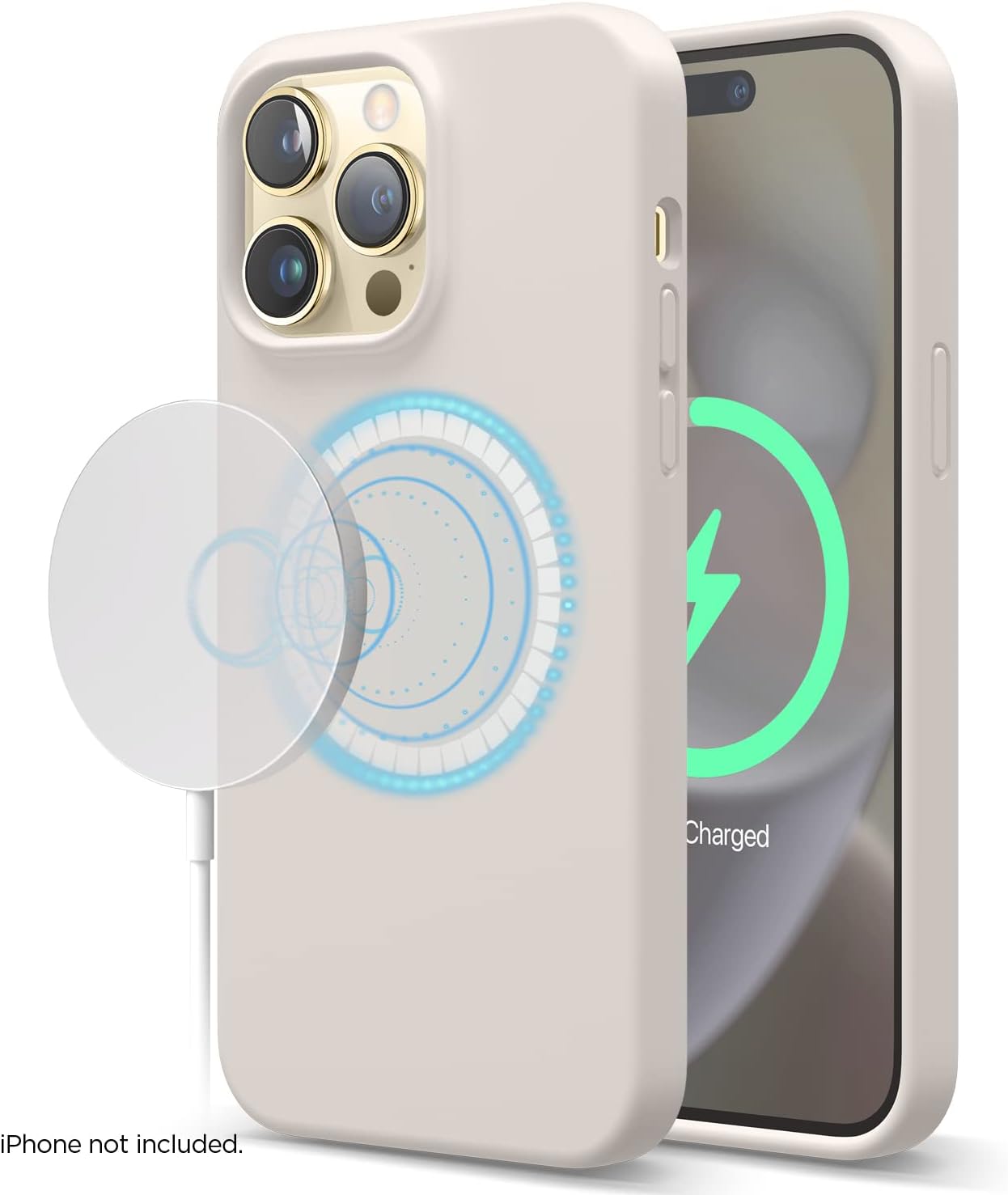 Magnetic Silicone Case Compatible with iPhone 14 Pro Max (6.7") - Stone - Image 8