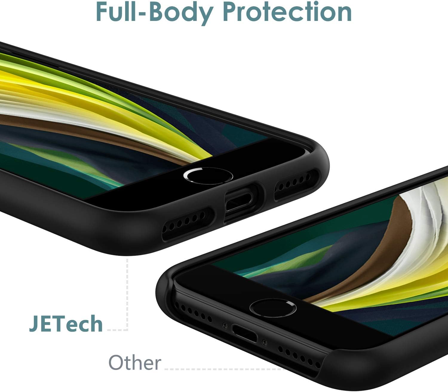 Silicone Case for iPhone SE 2020/8 / 7, 4.7-Inch, Silky-Soft Touch Case, Black - Image 3