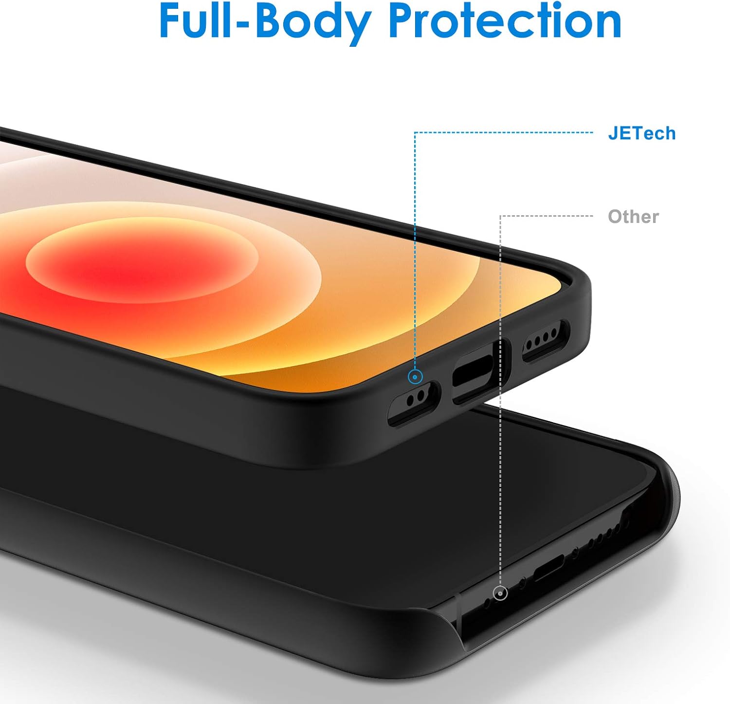 Silicone Case for iPhone 12 & iPhone 12 Pro 6.1", with Microfiber Lining (Black) - Image 3