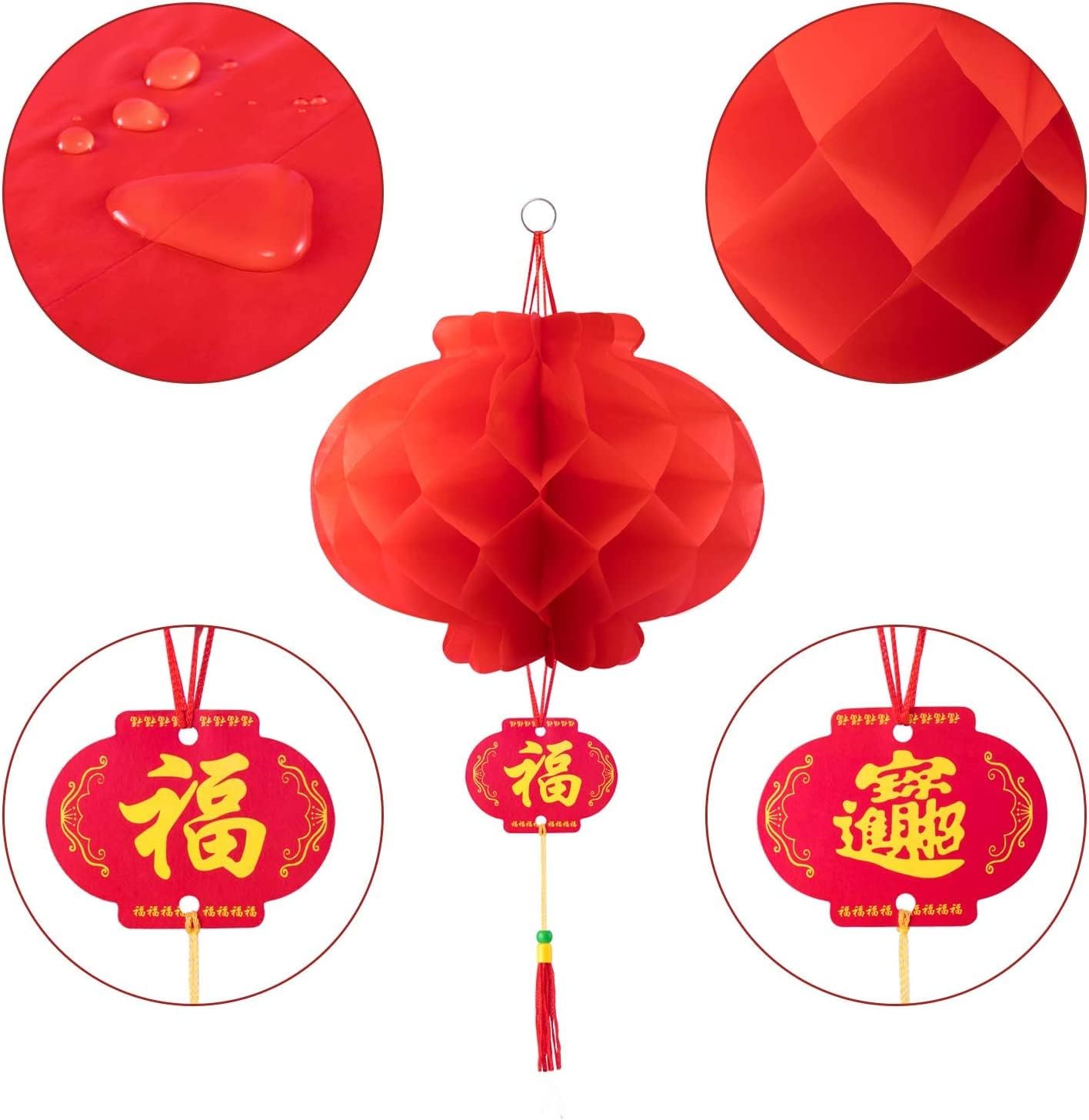20 Pieces 10 Inch Chinese Red Paper Lanterns Festival Decorations for New Year - Image 5