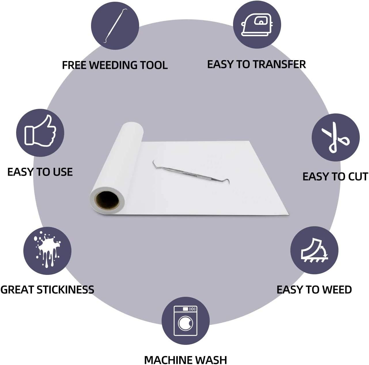 Heat Transfer Vinyl Bundle (White) - 12" x 18ft White Iron on Vinyl for Cricut - Image 3