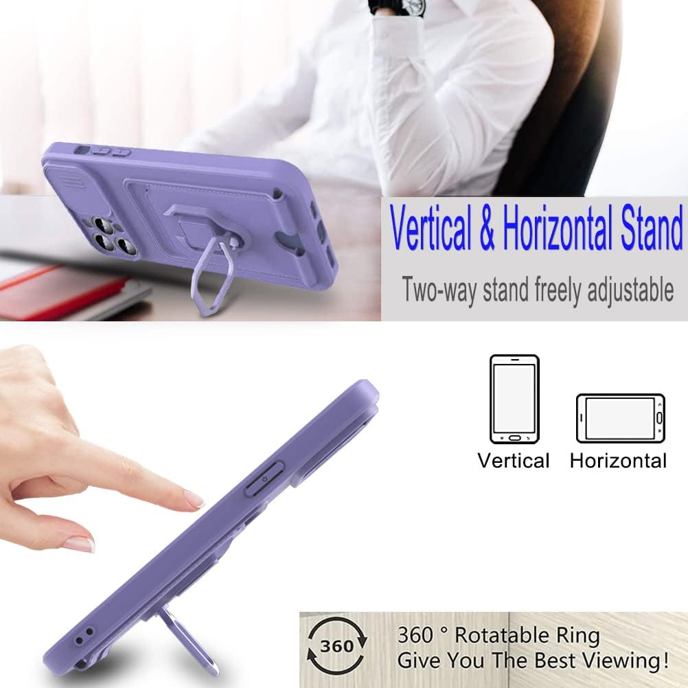Kickstand Case for iPhone 15 Pro Max, Shockproof Silicone Protective Case Purple - Image 4