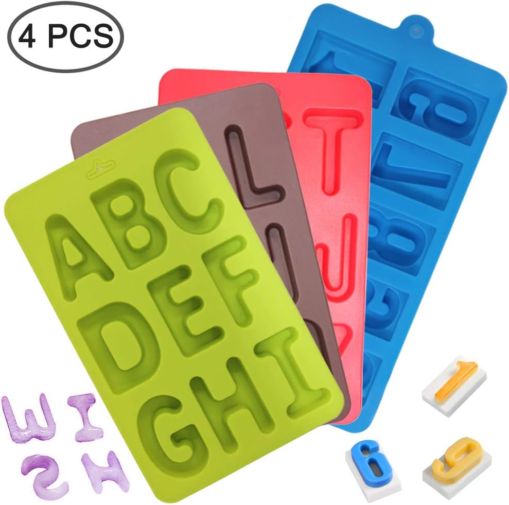 4 Pcs Silicone Numbers Alphabets Trays Molds, 26 Letters & Numbers Candy Mould - Image 2