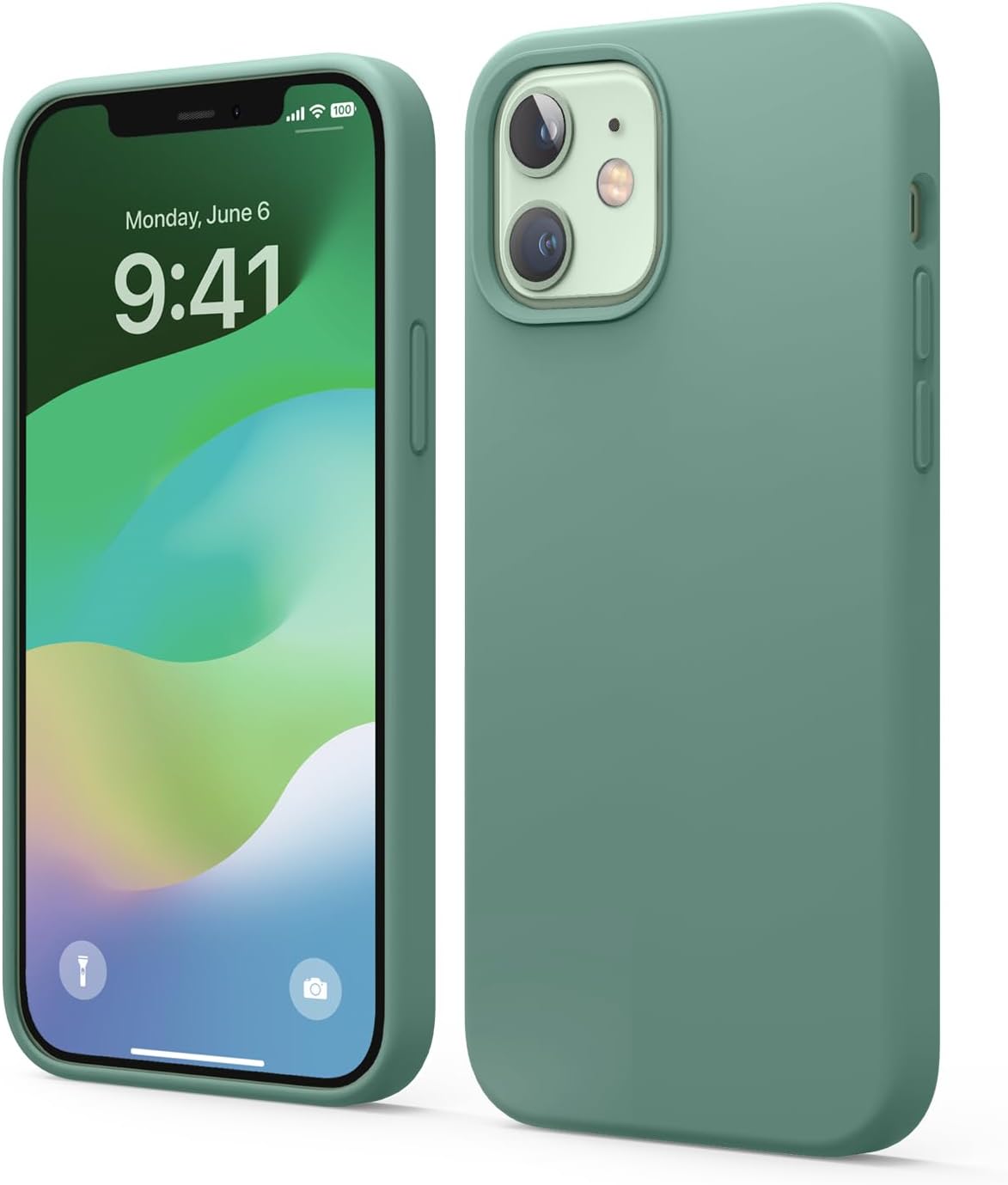 Liquid Silicone Case iPhone 12 & iPhone 12 Pro Cover (6.1") (Midnight Green)