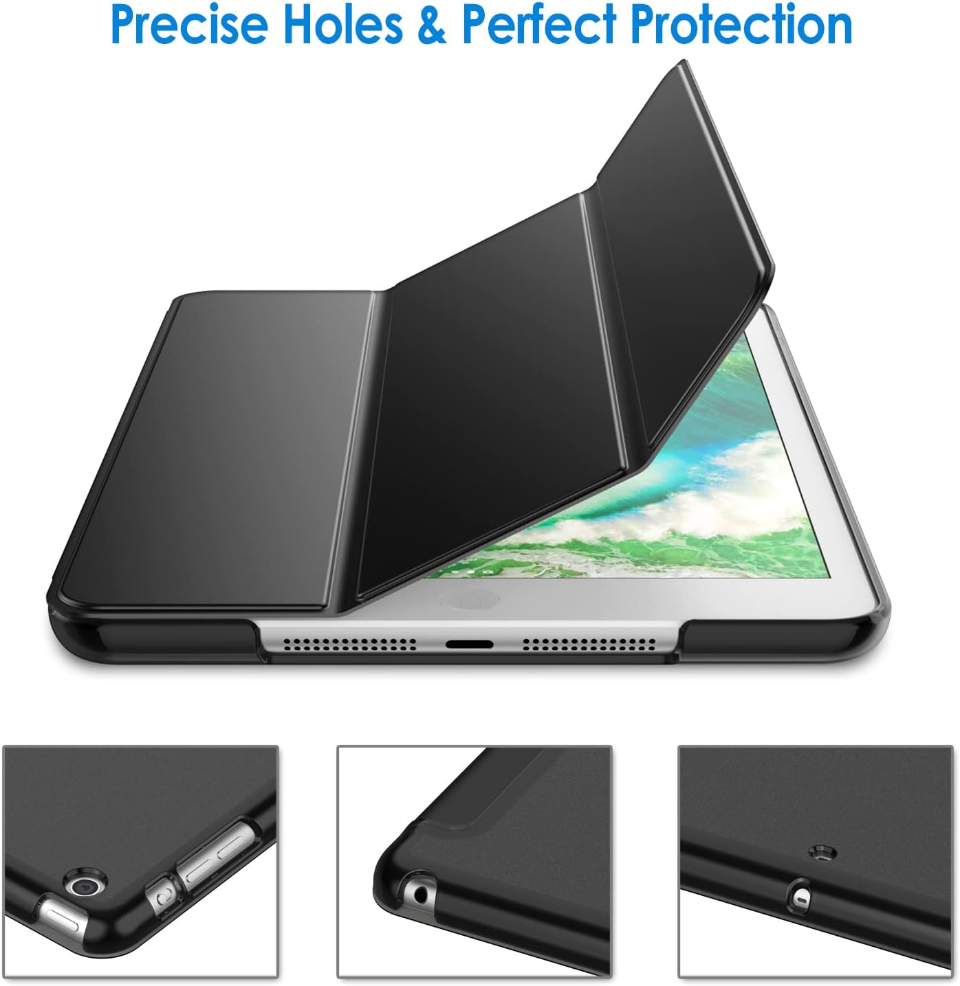 Case for iPad Mini 3 2 1, Smart Cover with Auto Wake/Sleep (Black) - Image 3