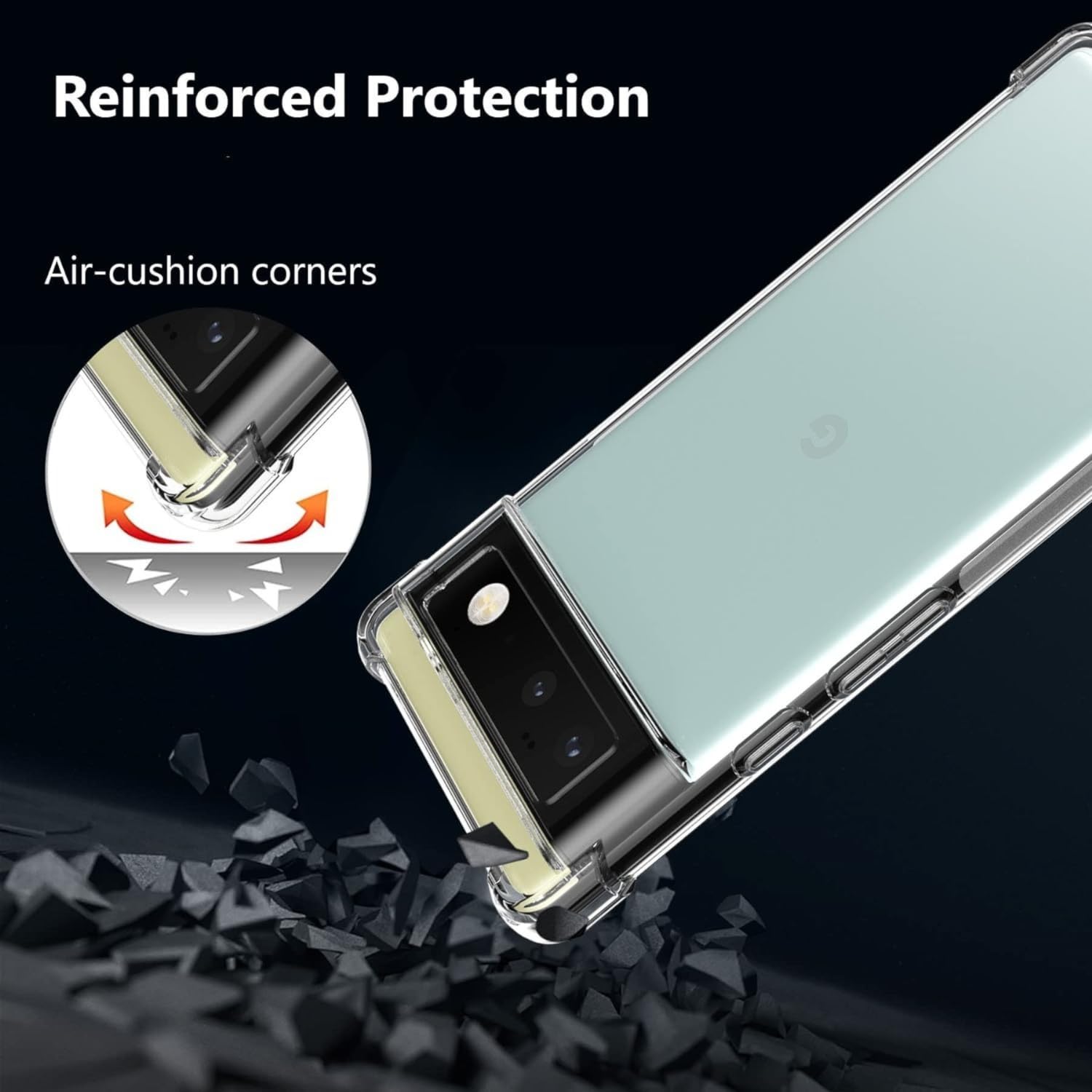 Case for Google Pixel 6 Clear TPU Four Corners Protective Cover Transparent Soft - Image 3