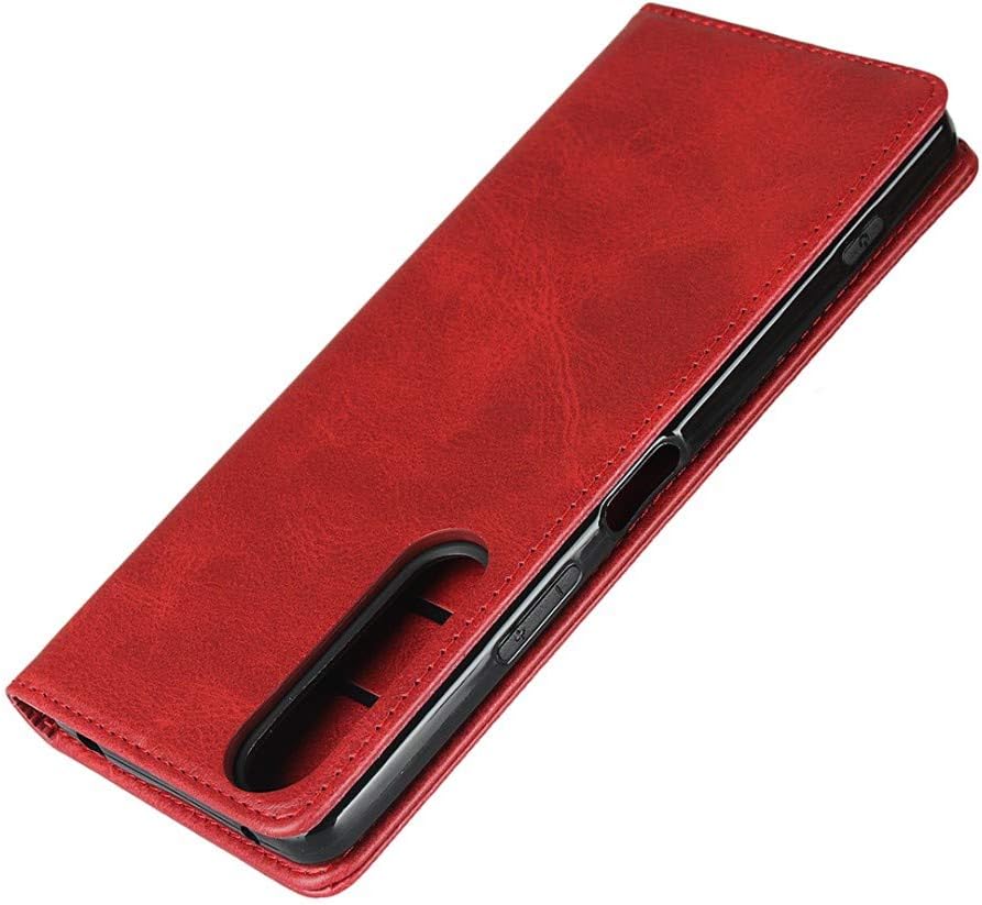 Cowhide Pattern Leather Case Magnetic Wallet Cover-Sony Xperia1 II-6.5"-Wine Red - Image 6