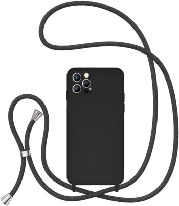 Phone case for iPhone 13 Pro Max, Silicone Case with Adjustable Necklace Strap