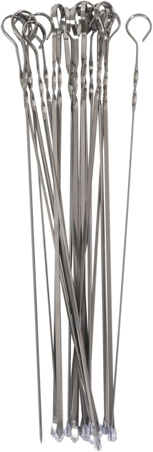 BBQ Skewers, 22Pcs Stainless Steel Kebab Skewer, 40 cm Long Metal Skewers