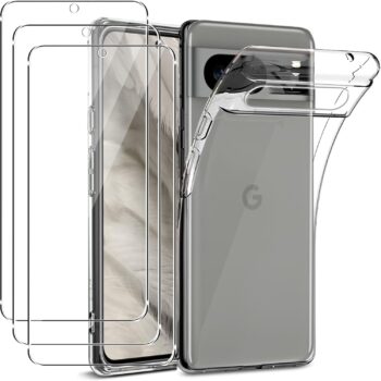 Google Pixel 8+ [3 Pack] Ultra Thin Shockproof Silicone TPU Clear Phone Case