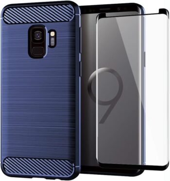 For Samsung Galaxy S9 w Tempered Glass Screen Protector Cover and Slim Thin TPU