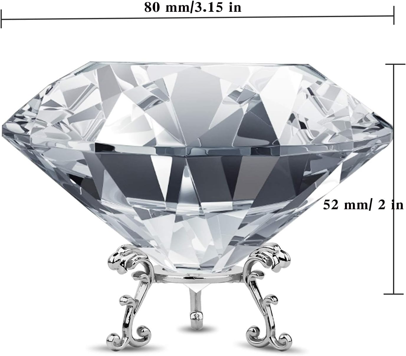 80MM Large Crystal Diamond Paperweight with Stand Jewels Wedding Decorations - Image 2