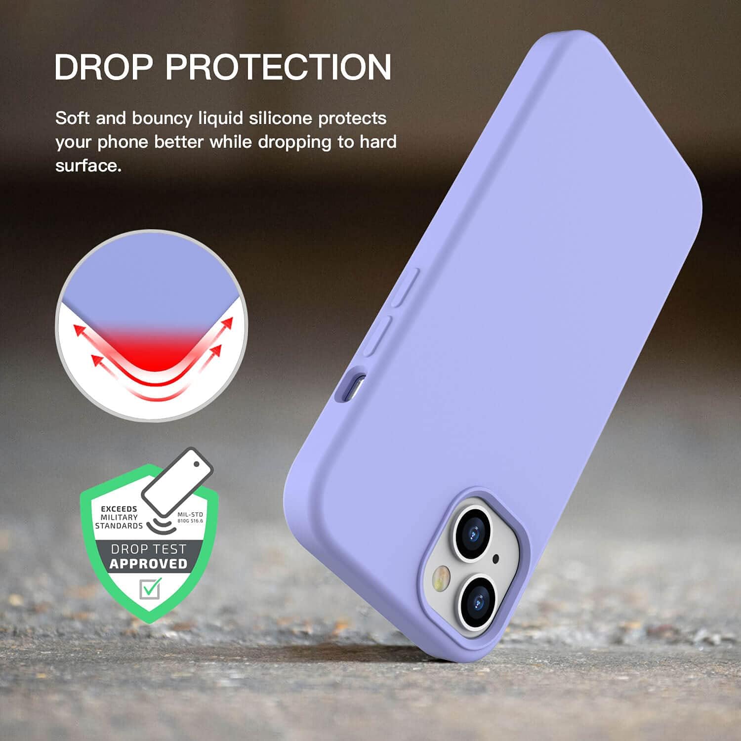 For iPhone 13 Case, Liquid Silicone Anti-Scratch Gel Rubber Shockproof - Purple - Image 5