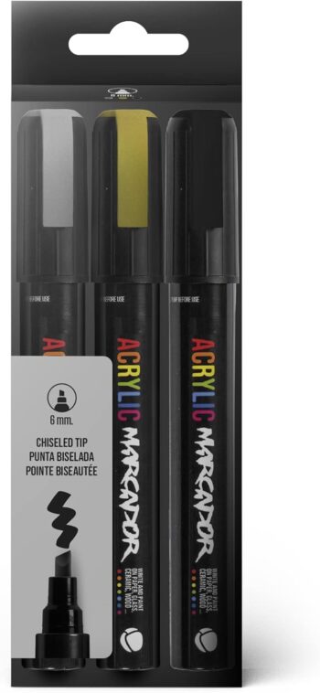 Acrylic Marcador Marker Pack, 6 mm (3 Pieces Set)