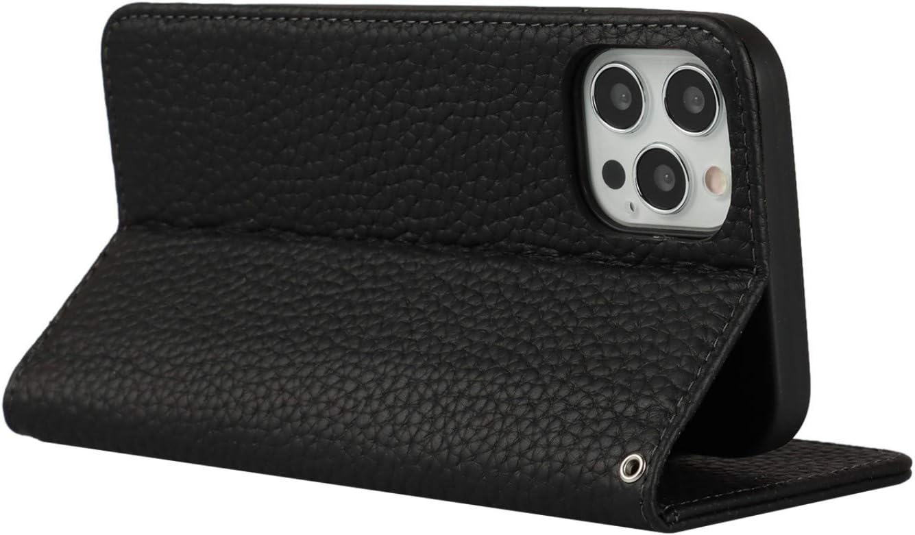 Premium Cow Leather Flip Magnetic Cover for iPhone 12 Pro Max (6.7 Inch) - Black - Image 7