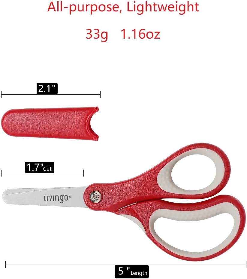 5" Left and Right Handed Kids Scissors, Safety Blunt Tip Scissors 3 Pack - Image 2
