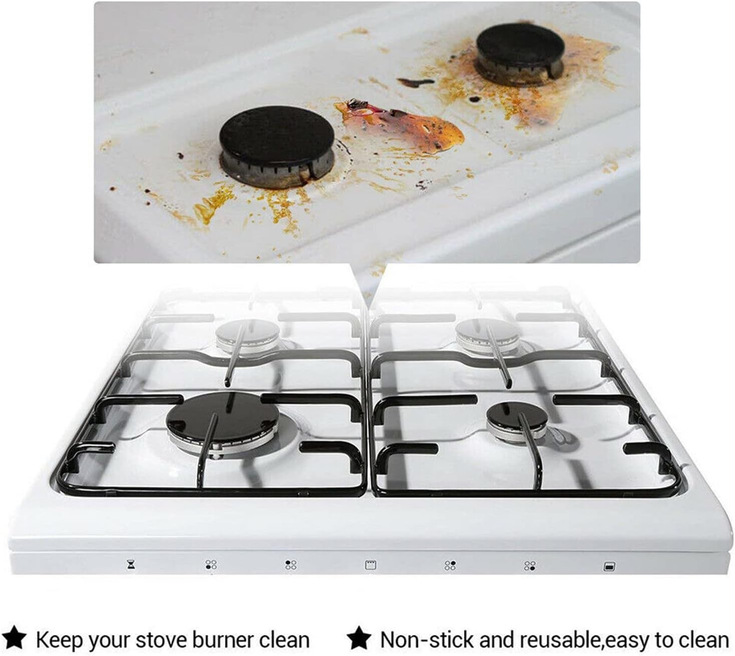 4 PCS Reusable Stove Clean Mat Reusable Gas Oil Protector Liner Burner Cover - Image 5