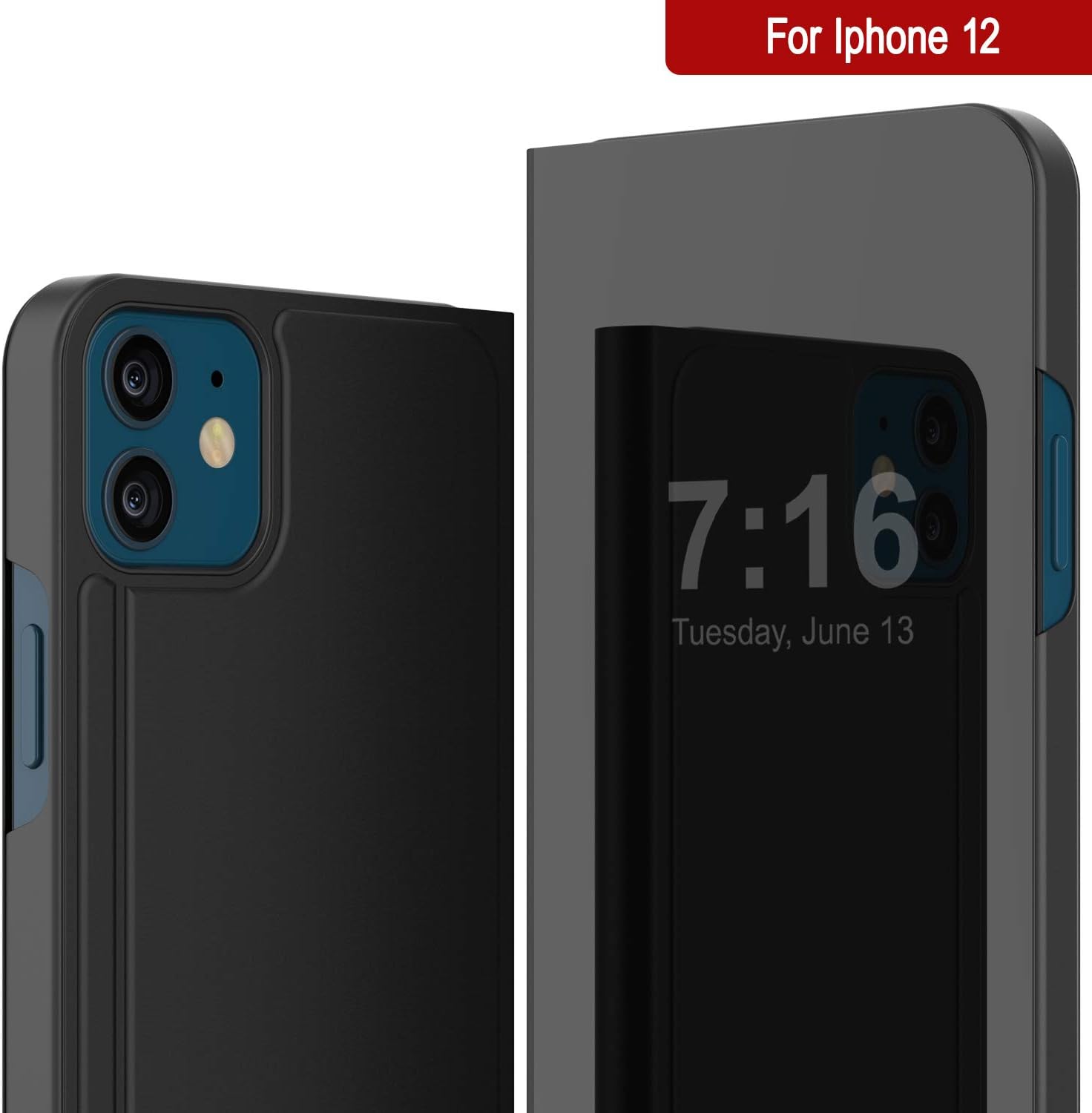 iPhone 12 Reflector Protective Flip Case W/Scratch Resistant Mirror - Image 3