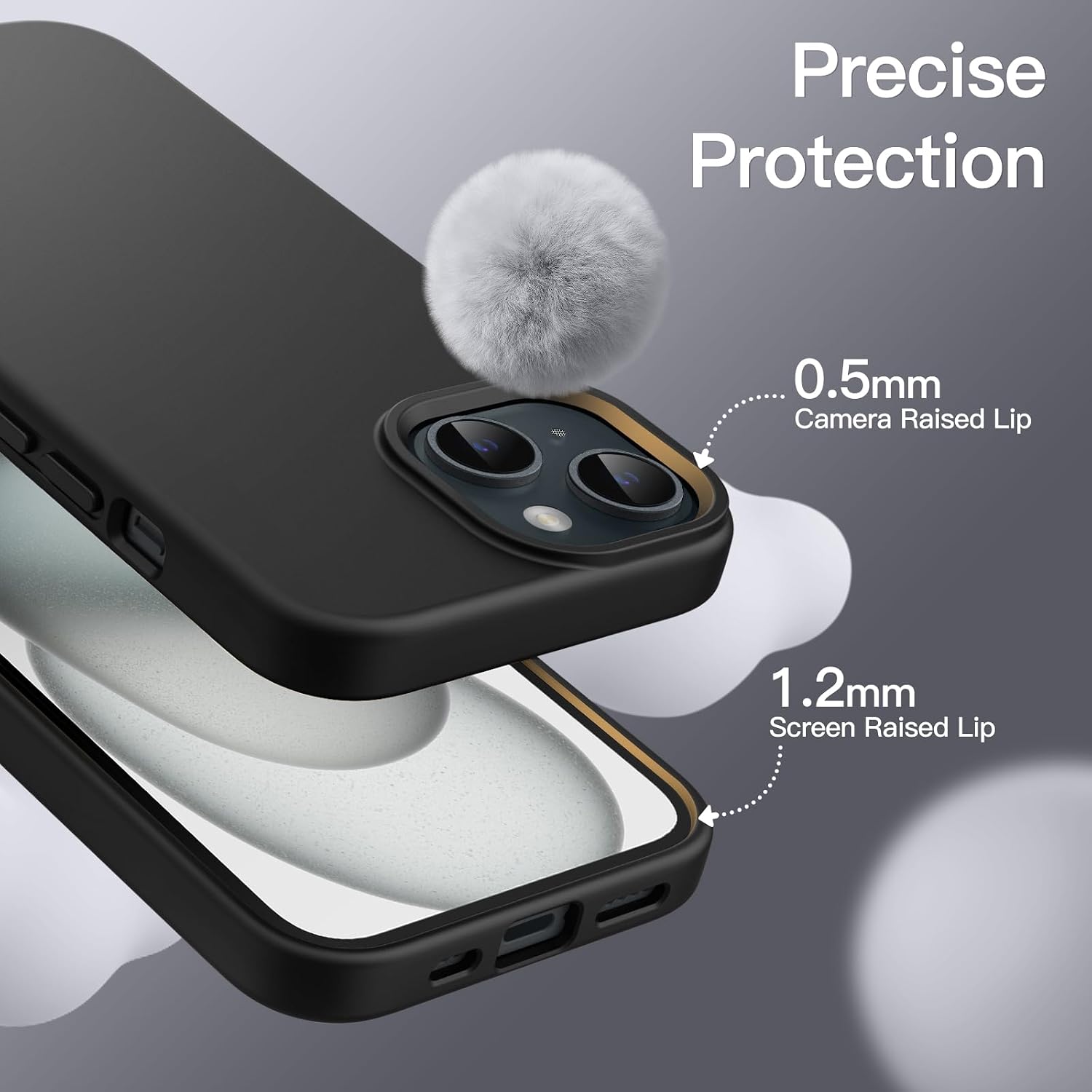 Silicone Case for iPhone 15 6.1", Silky-Soft Touch Full-Body Protective (Black) - Image 5