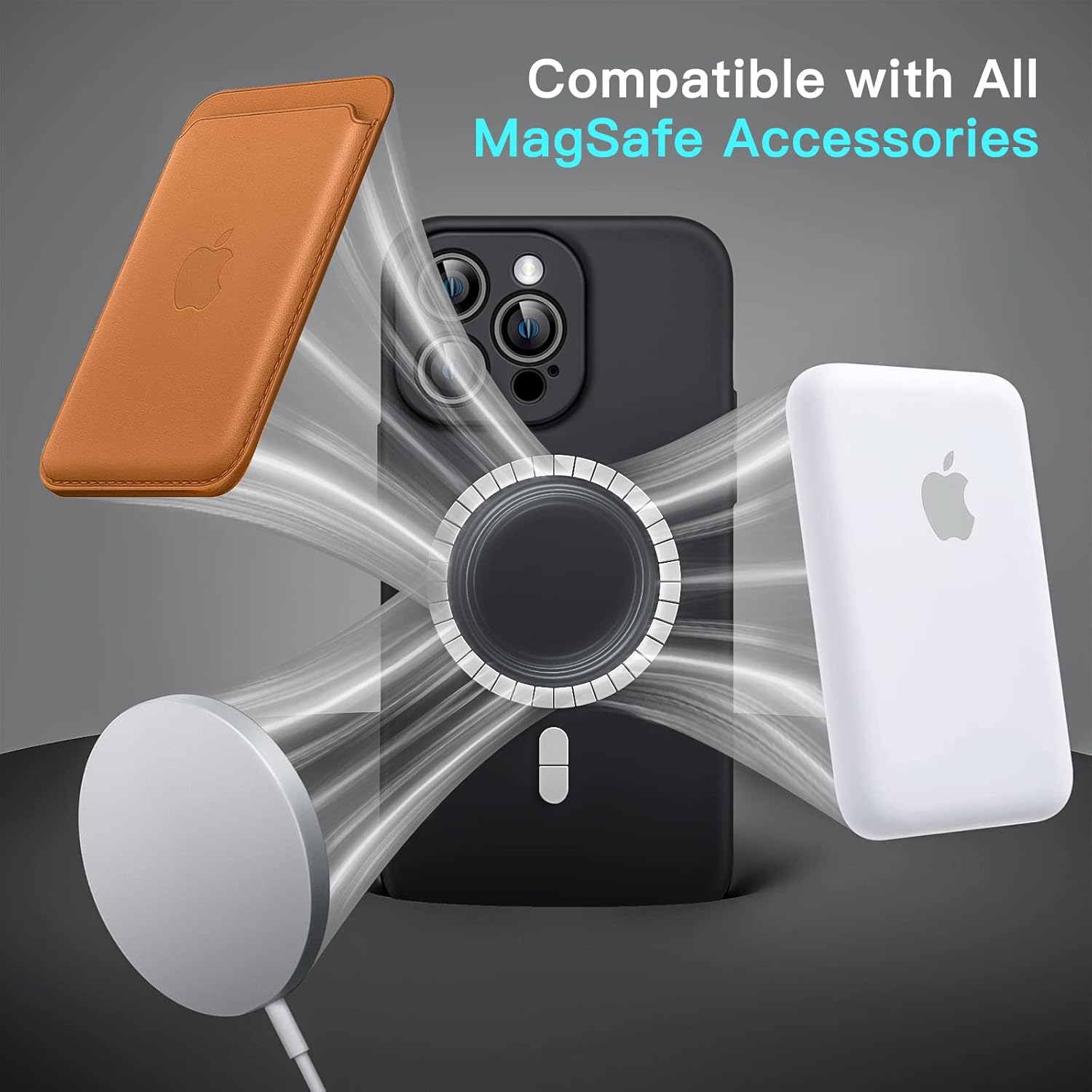 Magnetic Silicone Case for iPhone 14 Pro 6.1-Inch (Black) - Image 7