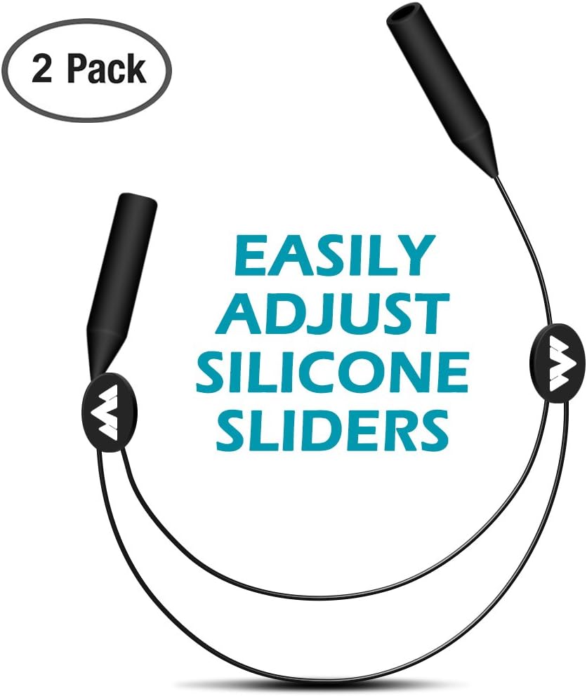 Adjustable Eyewear Retainer2 Pack, 16 inches No Tail Sunglass Straps (Black) - Image 2