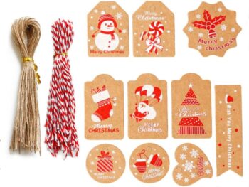 100 Pack Kraft Tags Xmas Hanging Tag Labels, from Gift Tags for DIY Homemade