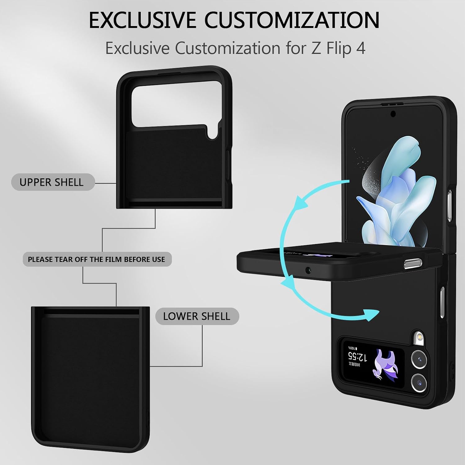 Silicone Case for Samsung Galaxy Z Flip 4 5G, Lightweight Foldable Slim Case - Image 4