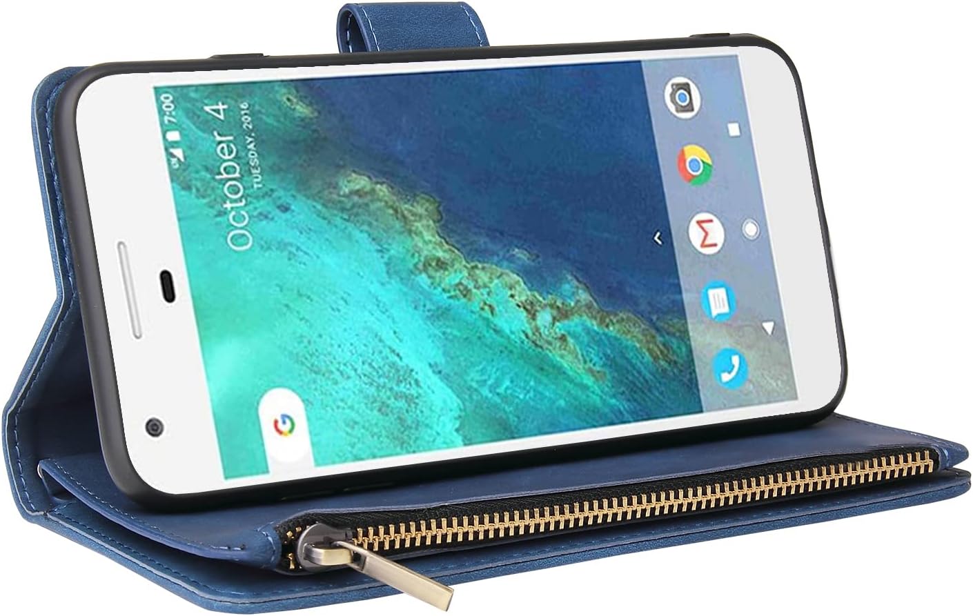 Google Pixel XL Leather Wallet Case w Tempered Glass Screen Protector - Image 4