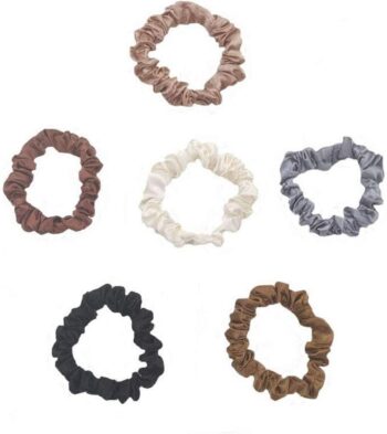 Silk Hair Scrunchies Soft & Comfortable Small Silk Scrunchy Hair Ties-6 Pcs